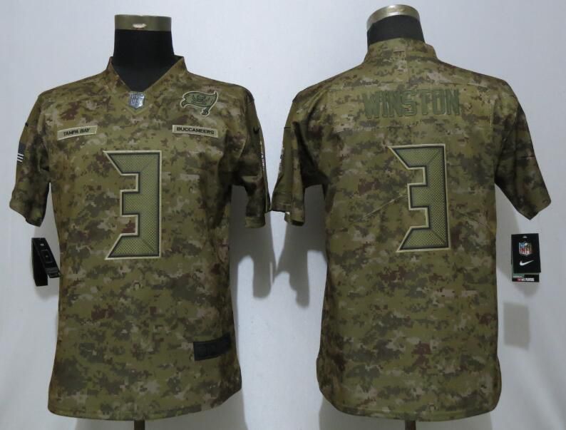 Women Tampa Bay Buccaneers #3 Winston Nike Camo Salute to Service Limited NFL Jerseys